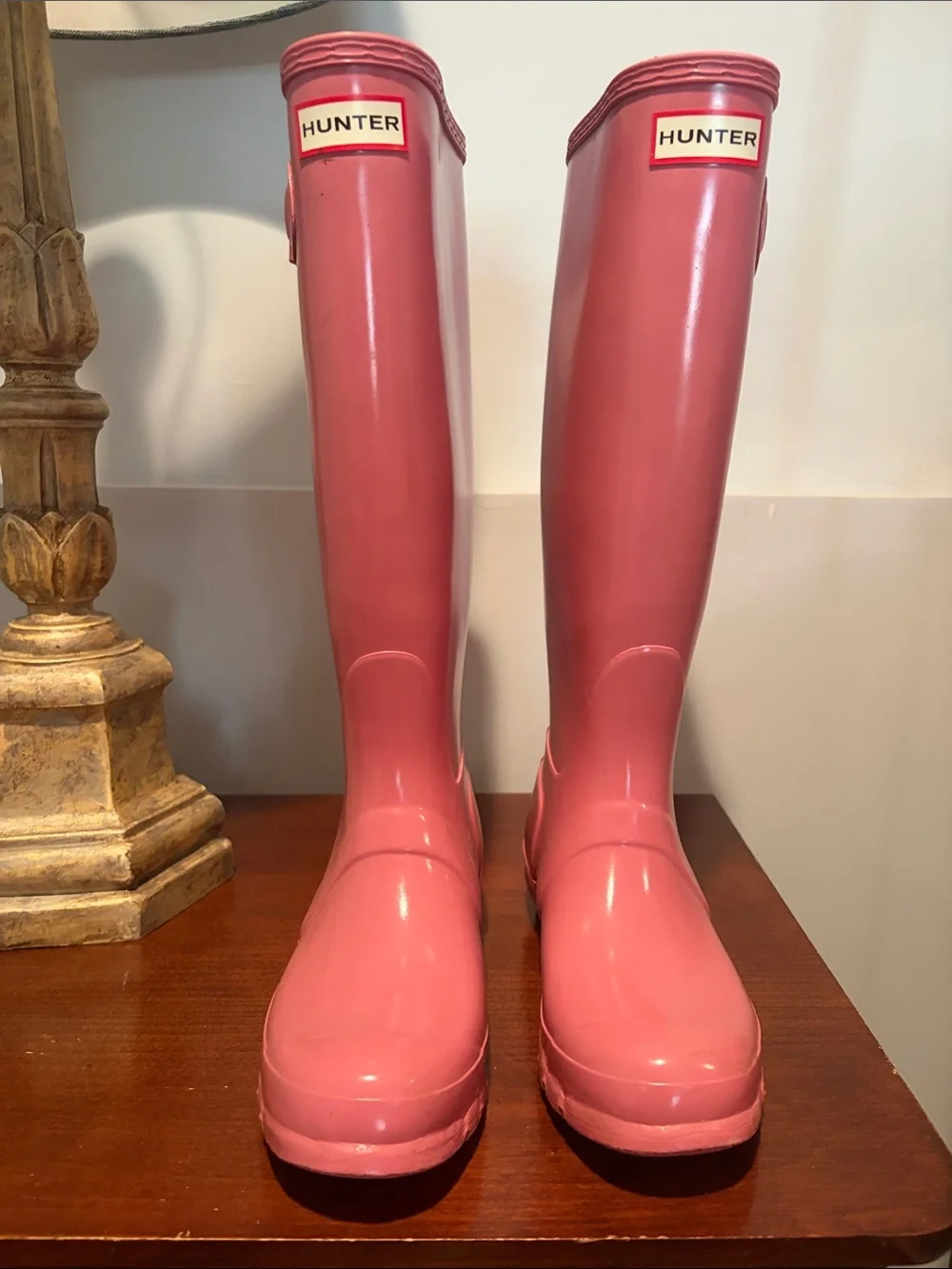 Hunter Pink Tall Gloss Rain Boots